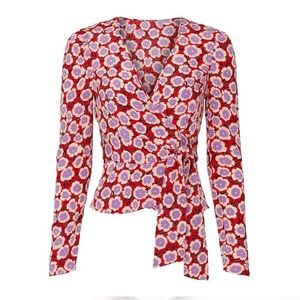 Diane Von Furstenberg alexia wrap crepe top size 4